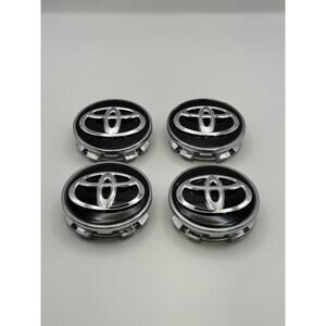 62mm Toyota Wheel Center Caps – Gloss Black & Chrome (Set of 4)